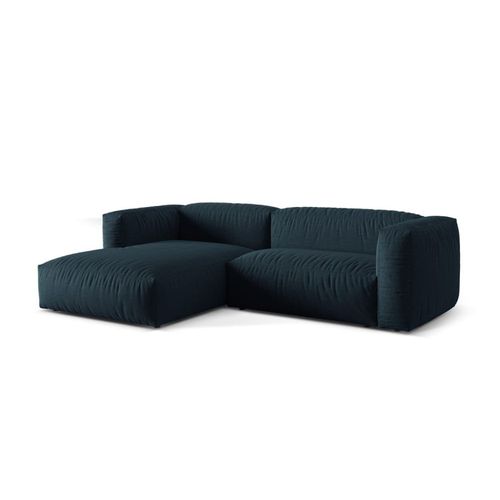 Canapé D'angle Gauche Modulaire 2 Places Tissu Structurel Blue Jeans
