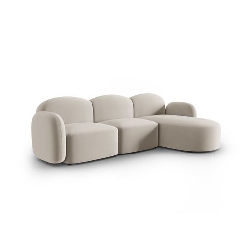 Canapé D'angle Droit 4 Places En Velours Beige
