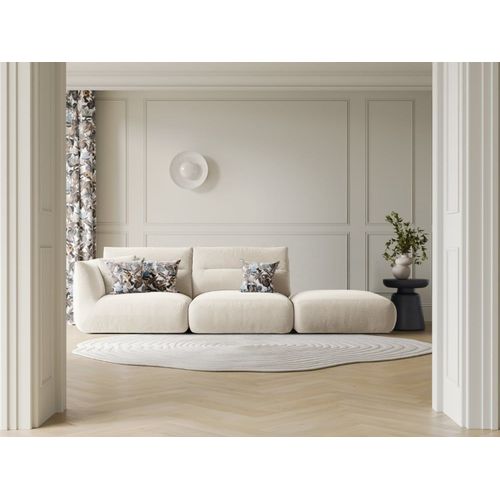 Canapé Modulable Droit 4 Places En Tissu Structurel Ivoire