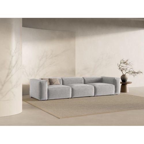 Canapé Modulaire 4 Places En Tissu Structurel Gris Clair