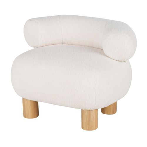 Fauteuil En Bois De Chêne, Peuplier Et Bouclettes Blanches