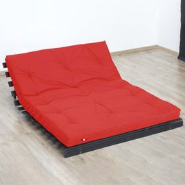 Matelas futon coton + fibres rouge 160x200
