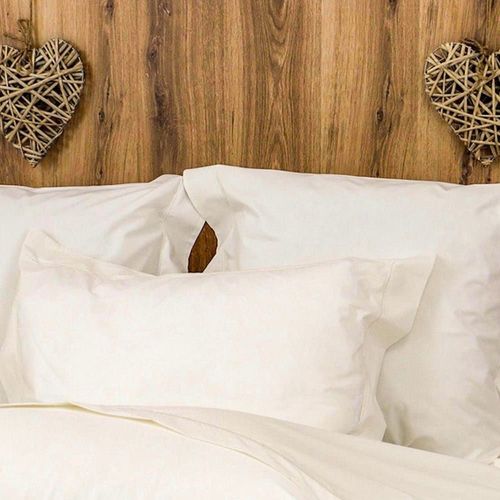 Parure Housse De Couette Percale 200 Fils En Coton Ivoire 140x200 Cm