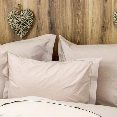 Parure Housse De Couette 200 Fils En Coton Beige Foncé 220x240 Cm