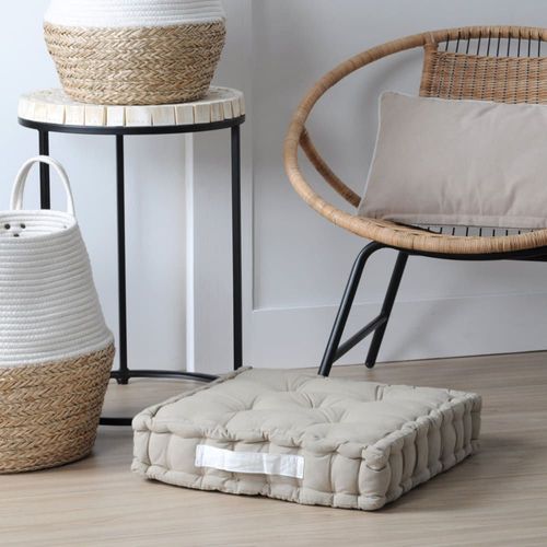Coussin De Sol Bicolore Coton Lin 45 X 45