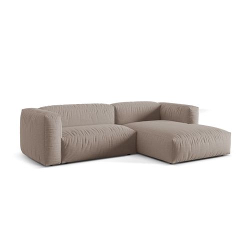 Canapé D'angle Droit Modulaire 2 Places Tissu Structurel Beige Foncé