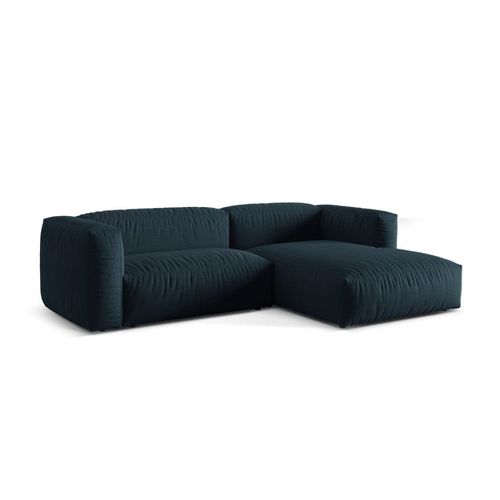 Canapé D'angle Droit Modulaire 2 Places En Tissu Structurel Blue Jeans