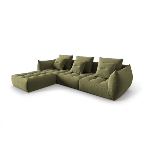 Canapé D'angle Gauche Modulaire 2 Places En Velours Vert Clair