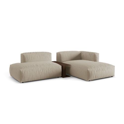 Canapé D'angle Droit Modulaire 2 Places Tissu Structurel Beige Clair