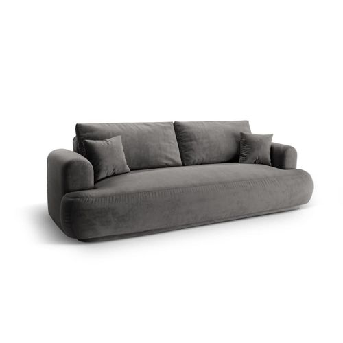 Canapé Convertible Avec Coffre De Rangement 3 Places Velours Gris