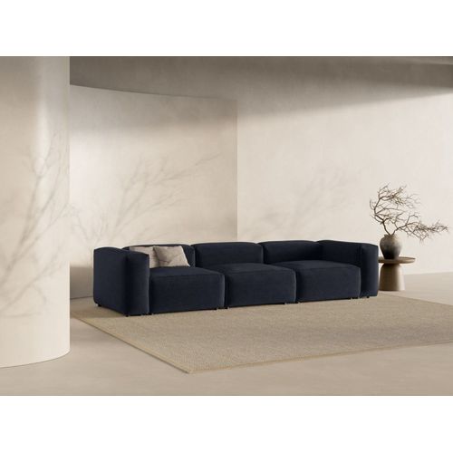 Canapé Modulaire 4 Places En Tissu Structurel Bleu Marine