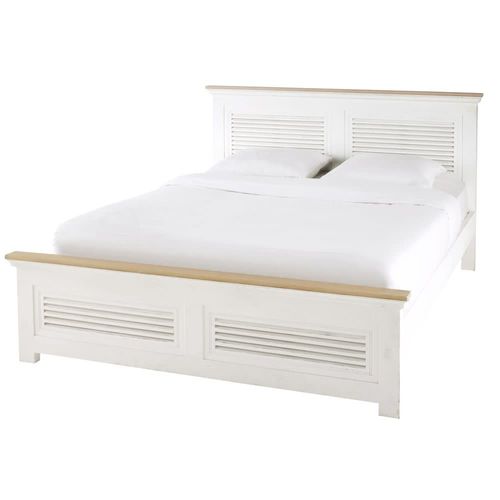 Lit 160x200 En Bois De Manguier Massif Blanc