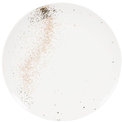 Assiette De Présentation En Porcelaine Blanche Et Dorée