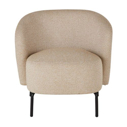 Fauteuil Arrondi En Textile Tramé Ocre Chiné
