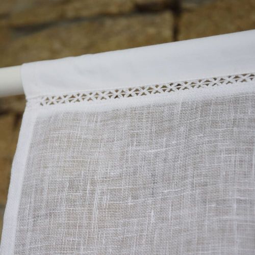 Brise Bise En Lin Blanc Et Broderies 45x120 Cm