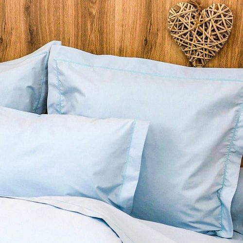Parure Housse De Couette Percale 200 Fils En Coton Bleu 240x260 Cm