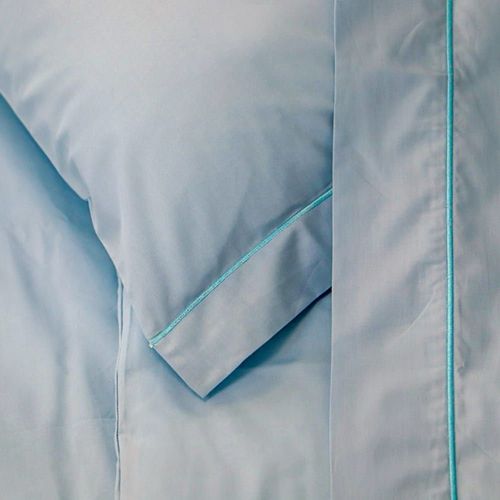 Drap Plat En Percale De Coton Bleu 180x290 Cm