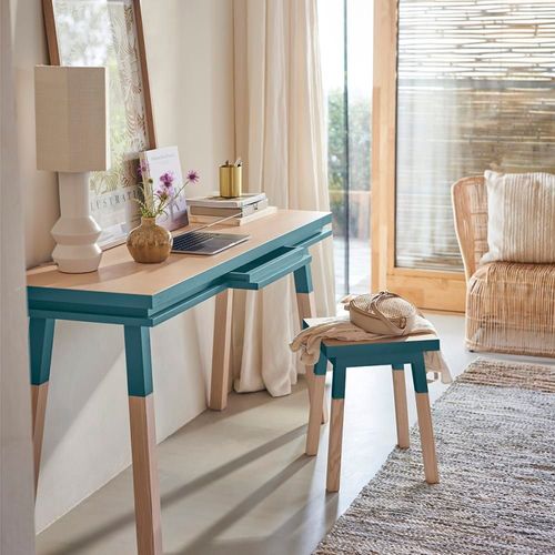 Bureau Console Rectangulaire 140 Cm, 100% Frêne Massif