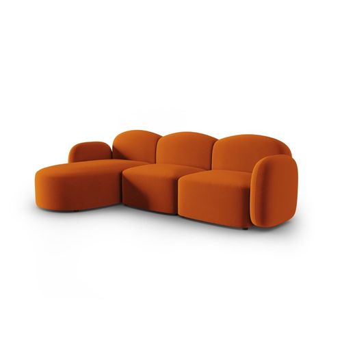 Canapé D'angle Gauche 4 Places En Velours Terracotta