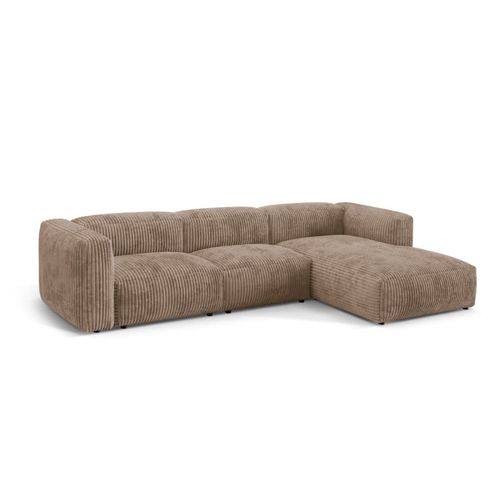 Canapé D'angle Droit Modulaire 3 Places En Velours Côtelé Gland