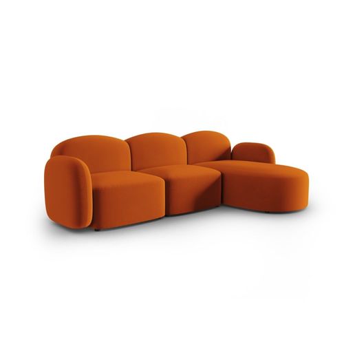 Canapé D'angle Droit 4 Places En Velours Terracotta