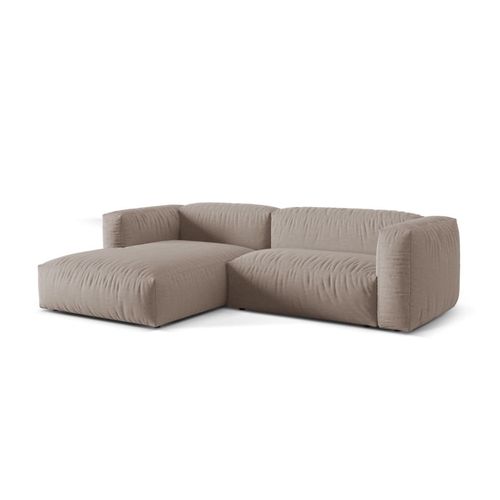 Canapé D'angle Gauche Modulaire 2 Places Tissu Structurel Beige Foncé