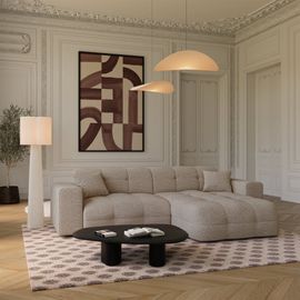 Canapé Angle Droit 5 Places En Bouclette Taupe