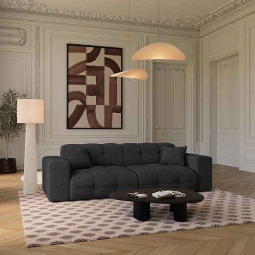 Canapé 4 Places En Bouclette Anthracite Foncé
