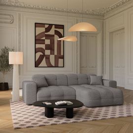 Canapé Angle Droit 5 Places En Bouclette Gris Graphite