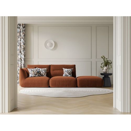 Canapé Modulable Droit 4 Places En Tissu Structurel Brique