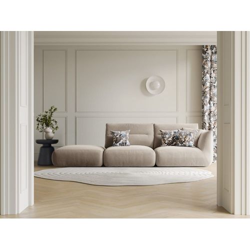 Canapé Modulable Gauche 4 Places Tissu Structurel Beige Clair