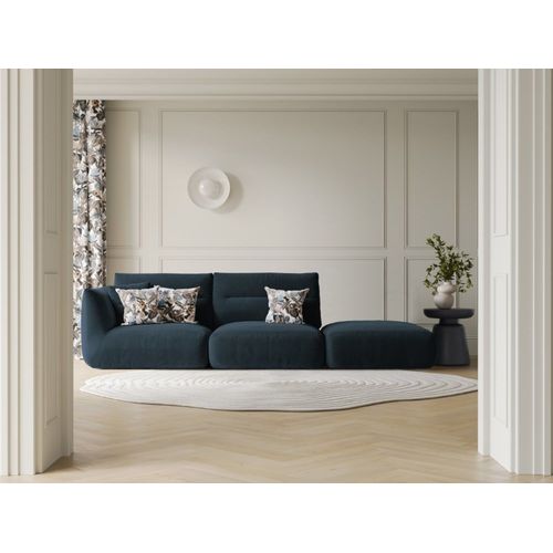 Canapé Modulable Droit 4 Places Tissu Structurel Bleu Marine