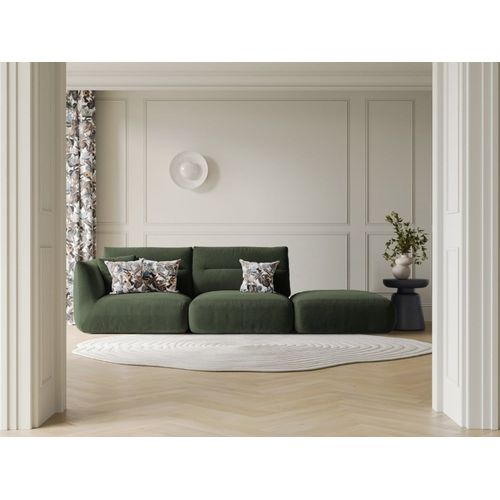 Canapé Modulable Droit 4 Places Tissu Structurel Vert Mousse