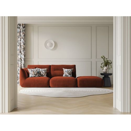 Canapé Modulable Droit 4 Places En Velours Auburn