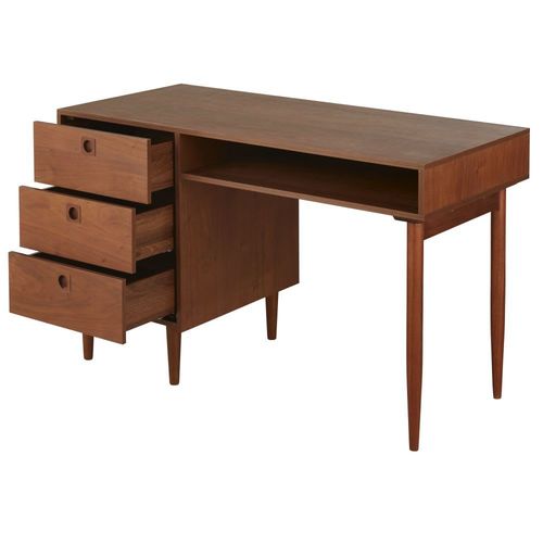 Bureau 3 Tiroirs 1 Niche Marron Foncé