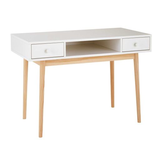 Bureau 2 Tiroirs Blanc