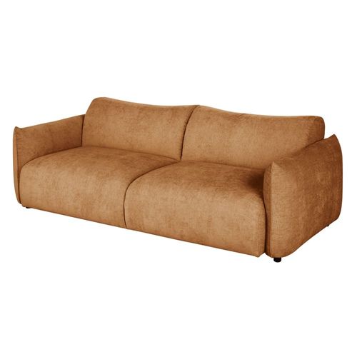 Canapé 3/4 Places En Textile Velouté Marron