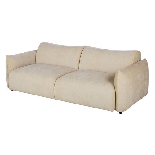 Canapé 3/4 Places En Textile Velouté Beige Clair