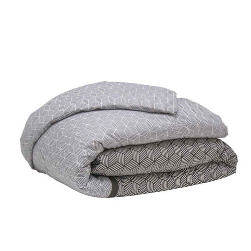 Parure De Lit Imprimée En Bambou Blanc Et Noir 240x220