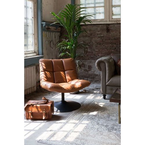 Fauteuil Lounge Pivotant En Simili Cuir Marron
