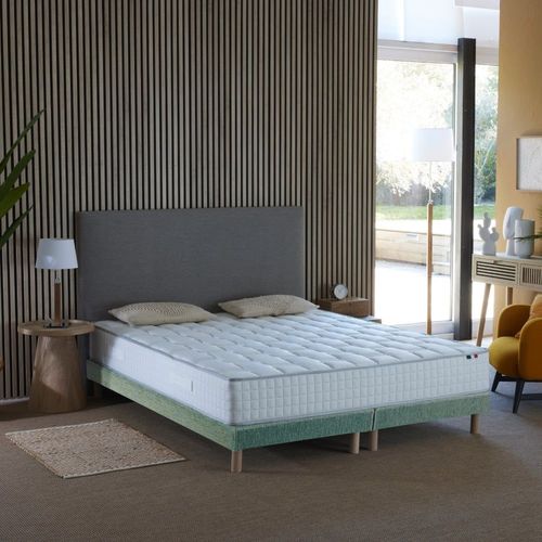 Ensemble matelas ressorts sommier vert 160x200