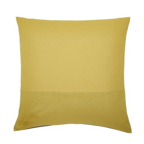 Taie D'oreiller En Coton Gris Et Curry 63x63