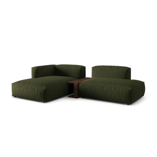 Canapé D'angle Gauche Modulaire 2 Places En Tissu Structurel Vert