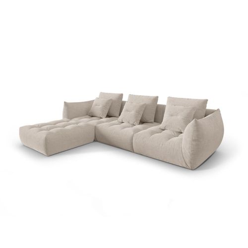Canapé Modulaire 2 Places En Tissu Structurel Beige Foncé