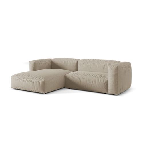 Canapé D'angle Gauche Modulaire 2 Places Tissu Structurel Beige Clair