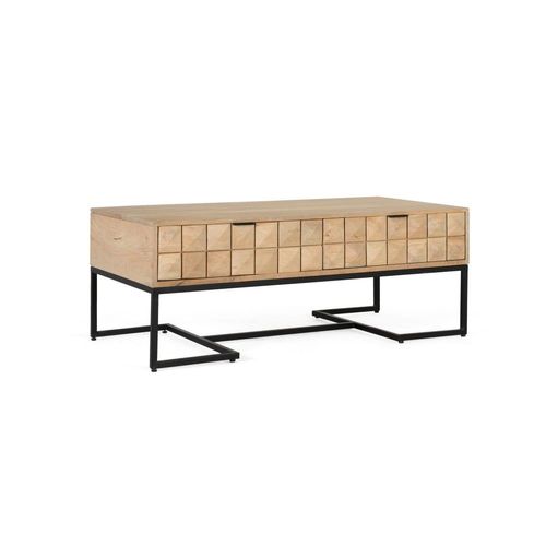 Table Basse En Bois De Manguier Sculptée À La Main 120 Cm