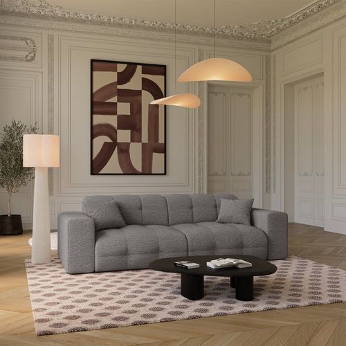 Canapé 4 Places En Bouclette Gris Graphite