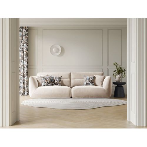Canapé Modulable 4 Places En Velours Ivoire