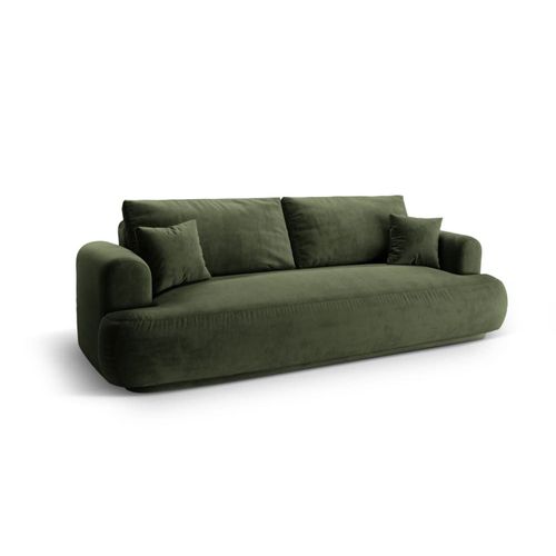 Canapé Convertible Avec Coffre De Rangement 3 Places Velours Vert