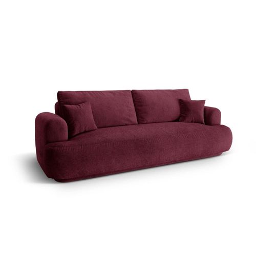 Canapé Convertible Box De Rangement 3 Places Tissu Structurel Bordeaux